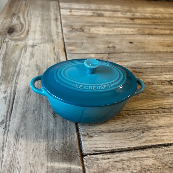 Le Creuset Blue TURQUOISE TEAL Mini Cocotte OVAL - Picture 12 of 12